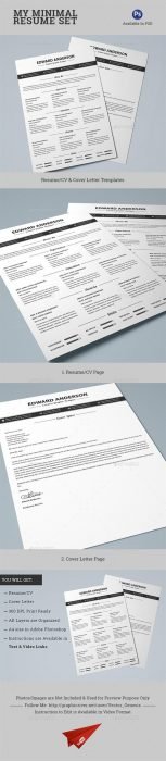 2 Pages Minimal Resume CV Set (Custom)
