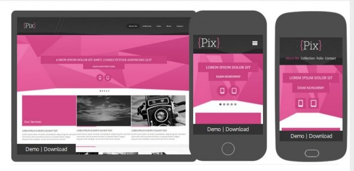Pix Photography folio Mobile Website Template