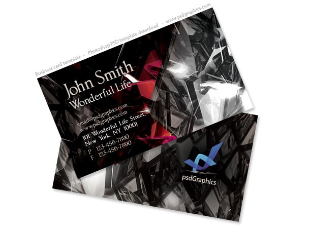 Black crystals business card design two sided template