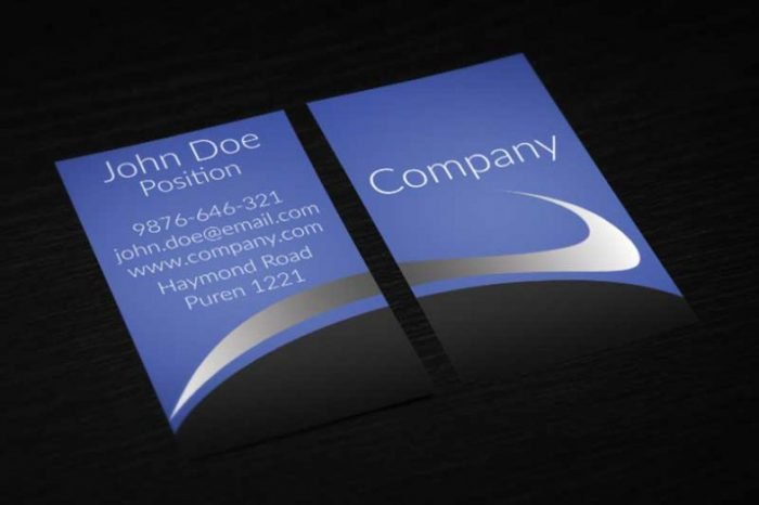 Modern Vertical Blue Business Card Design