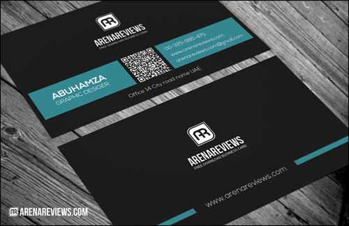 Professional Minimal Blue & Black Free Business Card Template