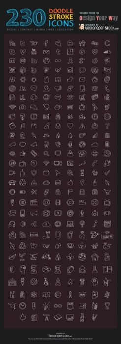 230 Doodle Stroke Icons (Custom)