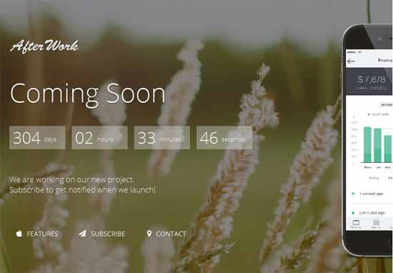 AfterWork – Responsive Coming Soon Template