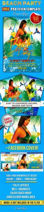 Beach Party – Free Flyer PSD Template + Facebook Cover (Custom)