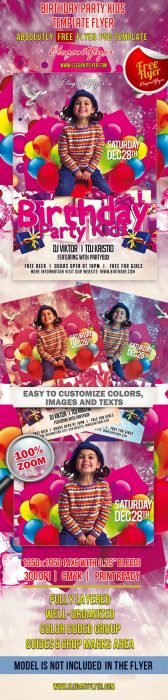 Birthday Party Kids – Club and Party Free Flyer PSD Template (Custom)