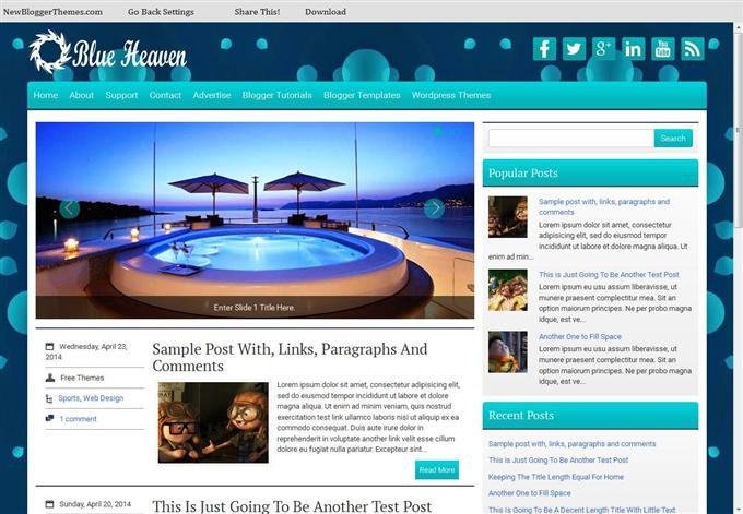 BlueHeaven Responsive Personal Blog Blogger Template (Custom)