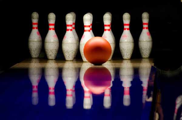 Bowling Alley Red Ball White Pins Lane