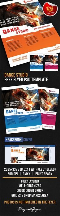 Dance Studio – Free Flyer PSD Template + Facebook Cover (Custom)