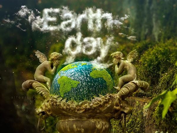 Earth Day and Realistic Clouds Text Effect Photoshop (Custom)