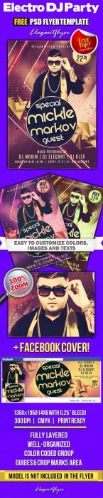 Electro DJ Party – Free Flyer PSD Template + Facebook Cover (Custom)