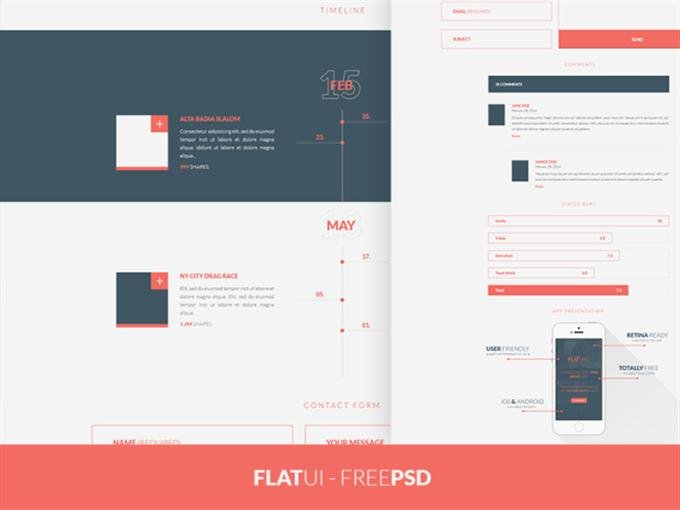 FREEBIE PSD Flat UI Kit (Custom)