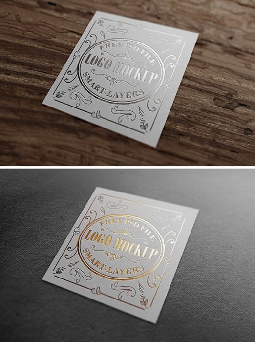 Gold And Silver Stamping Logo Mockup