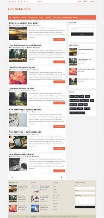 LifeHack Responsive Personal Blog Blogger Template (Custom)