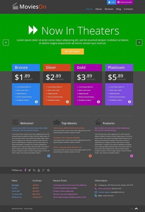 Movie Entertainment WordPress Theme (Custom)