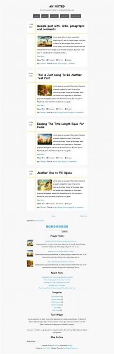 My Notes Blogger Template (Custom)