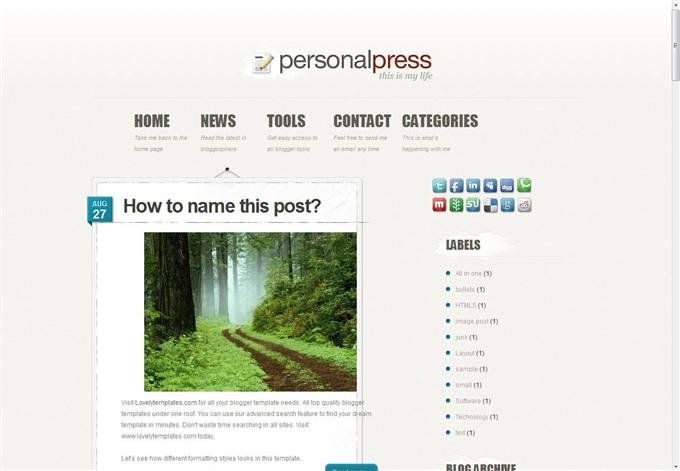 Personal Press Blogger Template (Custom)