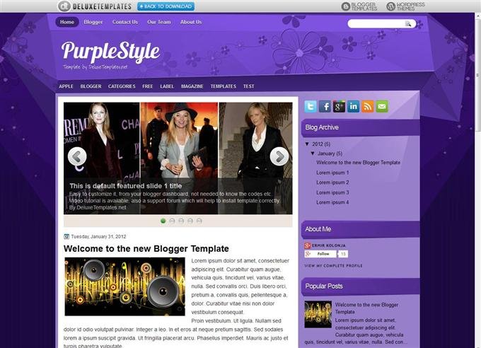 PurpleStyle Blogger Template  (Custom)