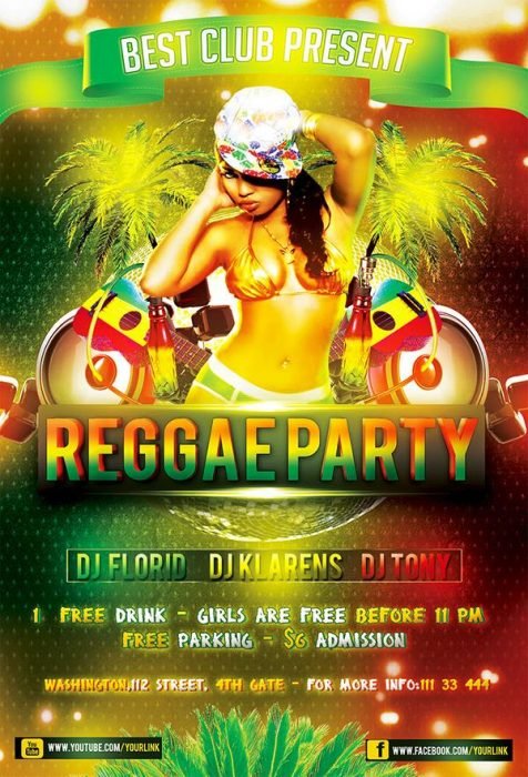 Reggae Party Free PSD Flyer Template (Custom)