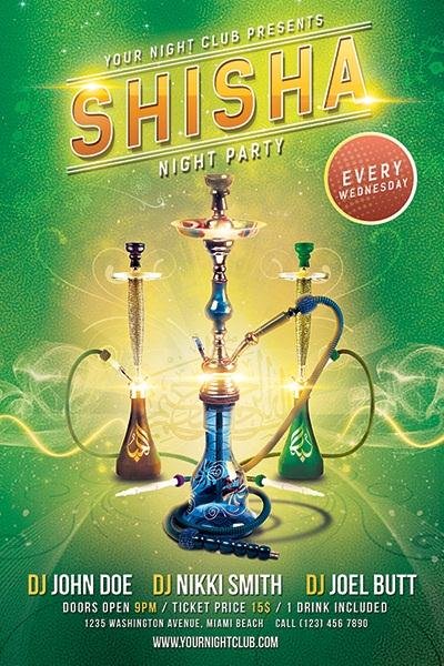 Shisha Party Flyer Free PSD Template (Custom)