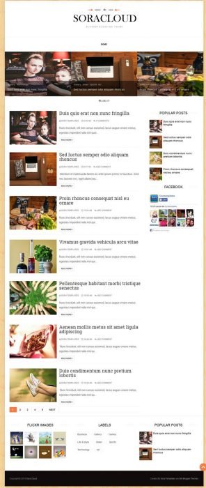 Sora Cloud Responsive Blogger Template (Custom)