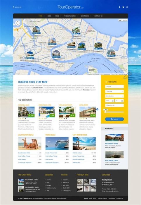 Tour Operator WP theme with Reservation System (Custom)