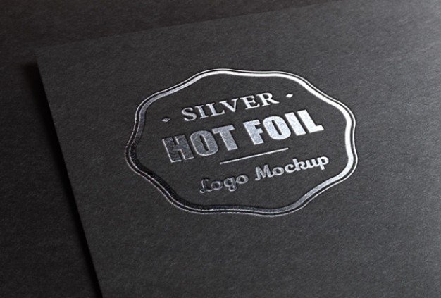 Logo mockup with metallic foil printing