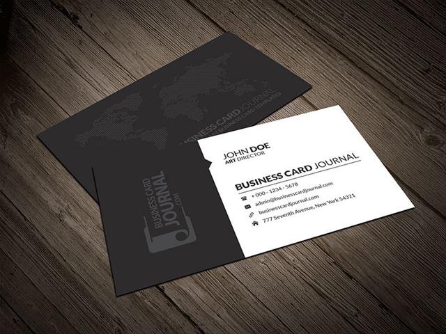 Corporate Business Card Template With World Map (Small)