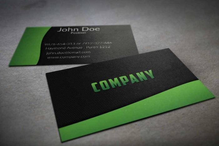 Textured Black and Green Business Card Template