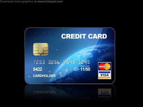 Blue Credit cards PSD file (Custom)